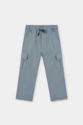 Boys Gray Cotton 6 Pocket Cargo Trouser